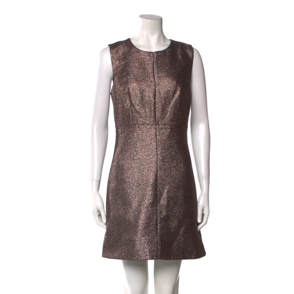 NWOT Diane Von Furstenberg Sleeveless Black and Metallic Mini Shift Dress